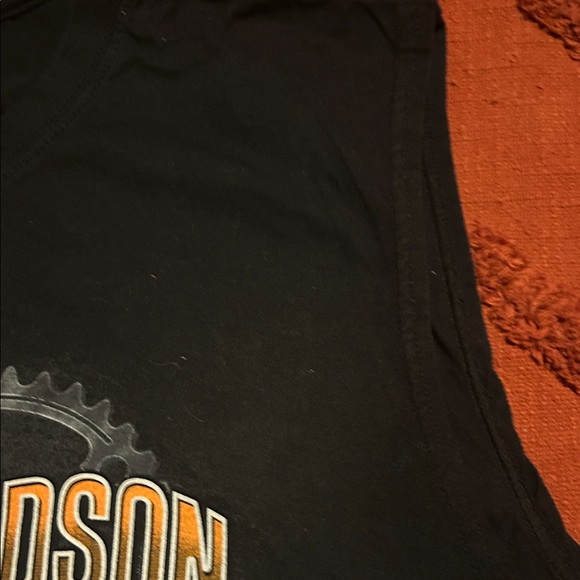 Harley-Davidson Black and Orange Sleeveless Tee - Picture 3 of 4